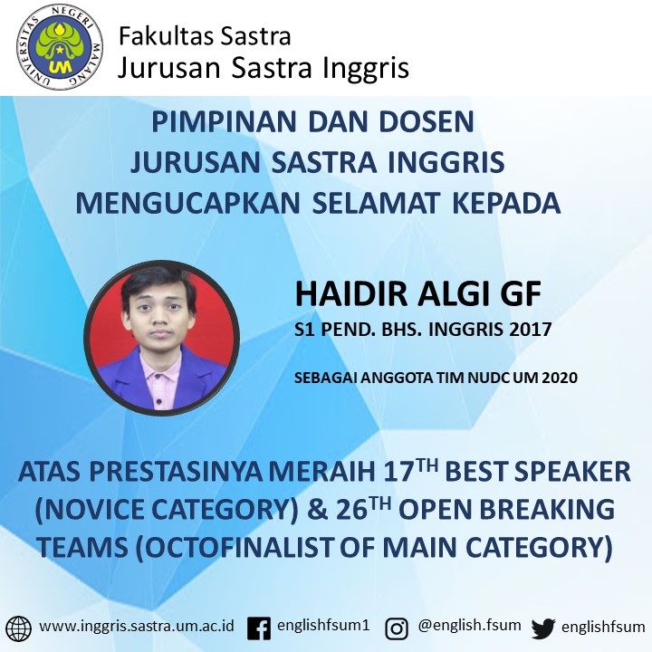 Congratulations to Haidir Algi G.F.