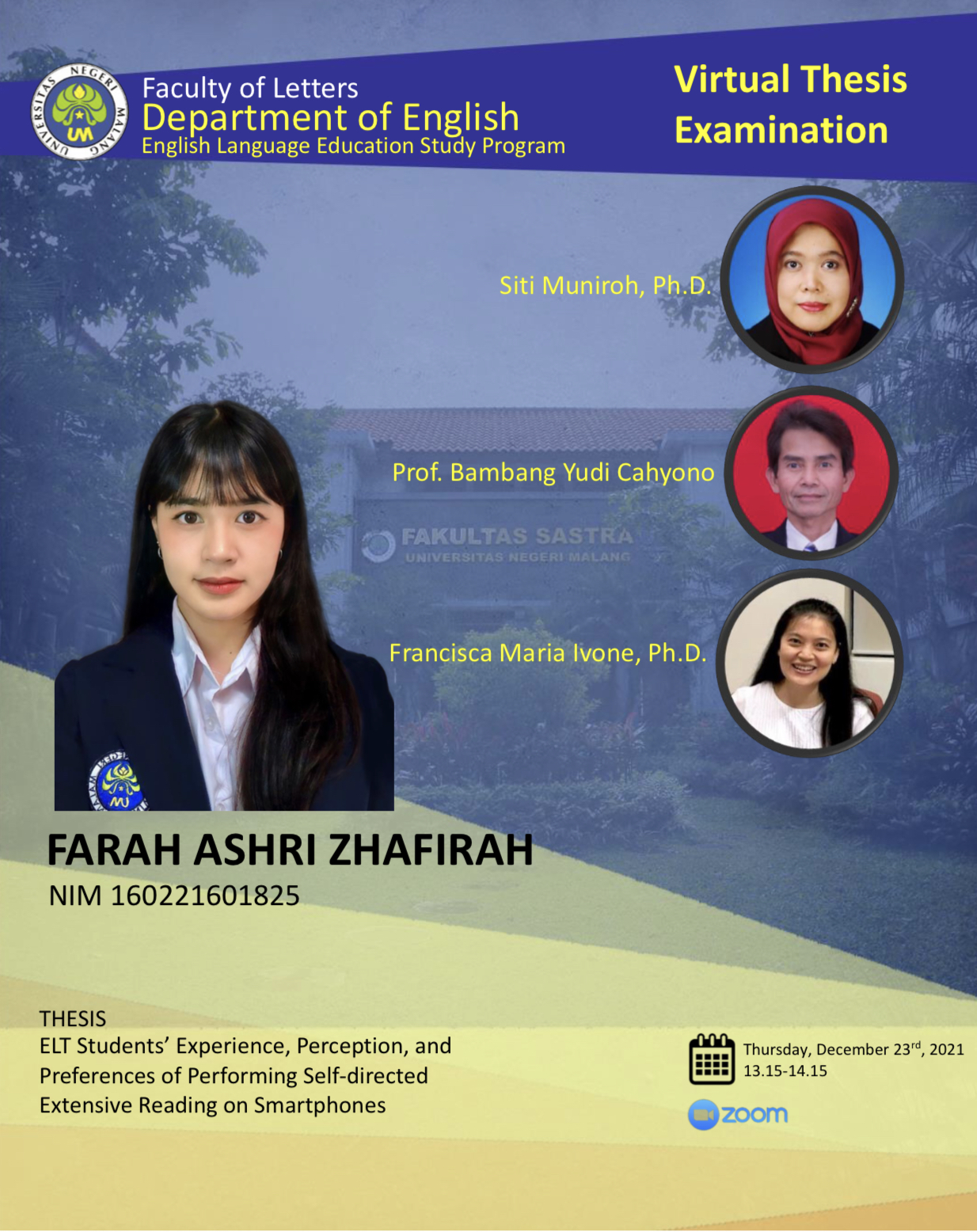 Virtual Thesis Examination FARAH ASHRI ZHAFIRAH