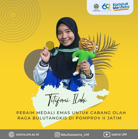 Titifany Ilahi Mahasiswa Departemen Sastra Inggris ’20 kembali menjadi Juara I Tunggal Putri POMPROV Jatim II 2023